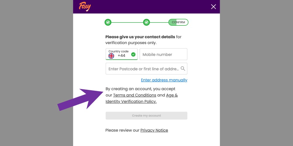 agree to terms and conditions