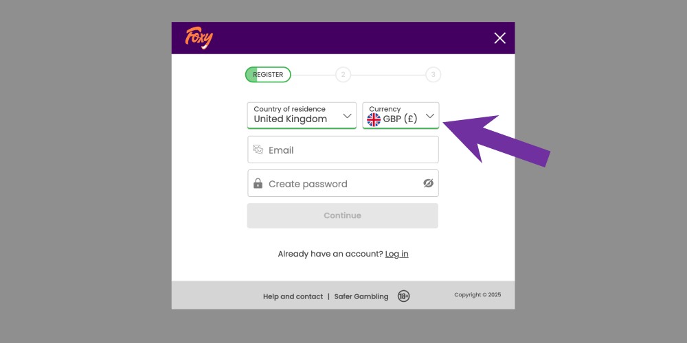 select country and currency